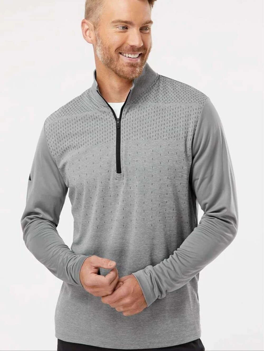 adidas 🛍Men's Light Grey Quarter-Zip Performance Jacket